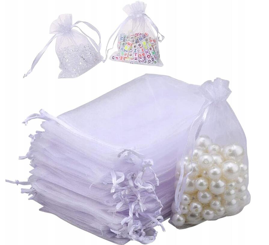 WORECZKI Z ORGANZY TORBY NA BIŻUTERIĘ 100 SZT