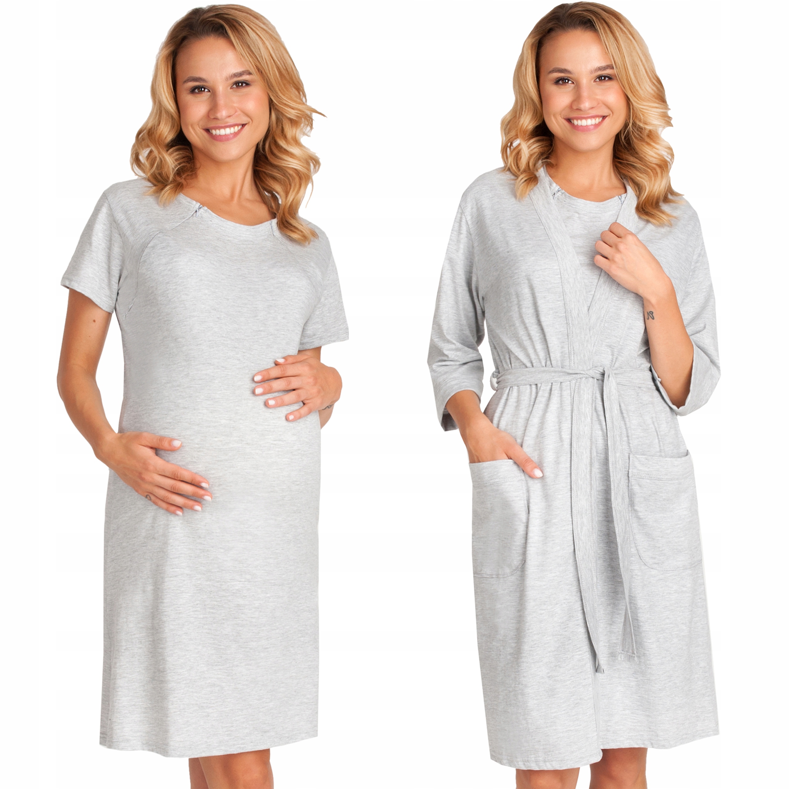 KOSZULA DO KARMIENIA SZLAFROK CIĄŻOWY KOMPLET M Rozmiar M