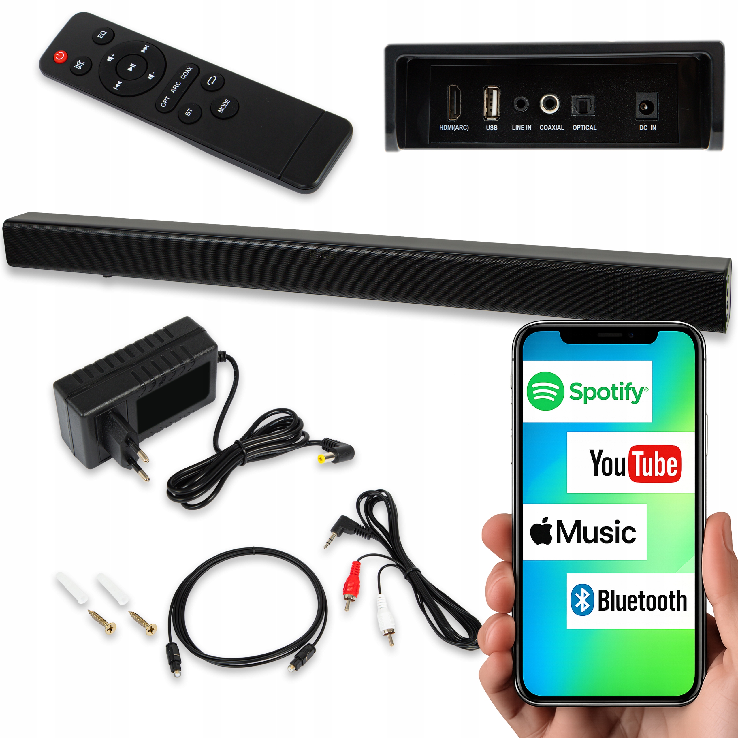 Výkonný Soundbar Bluetooth Reproduktor Usb Hdmi Televizor 120W Aux Sada