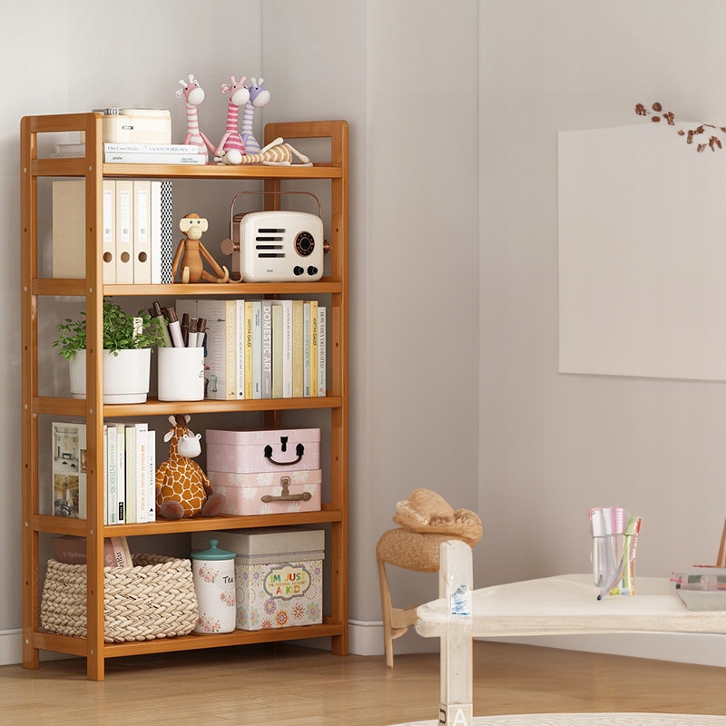 REGAŁ BAMBUSOWY DREWNIANY STOJĄCY PÓŁKA STOJAK SZAFKA 5 PÓŁEK GARDEROBA Szerokość mebla 68 cm