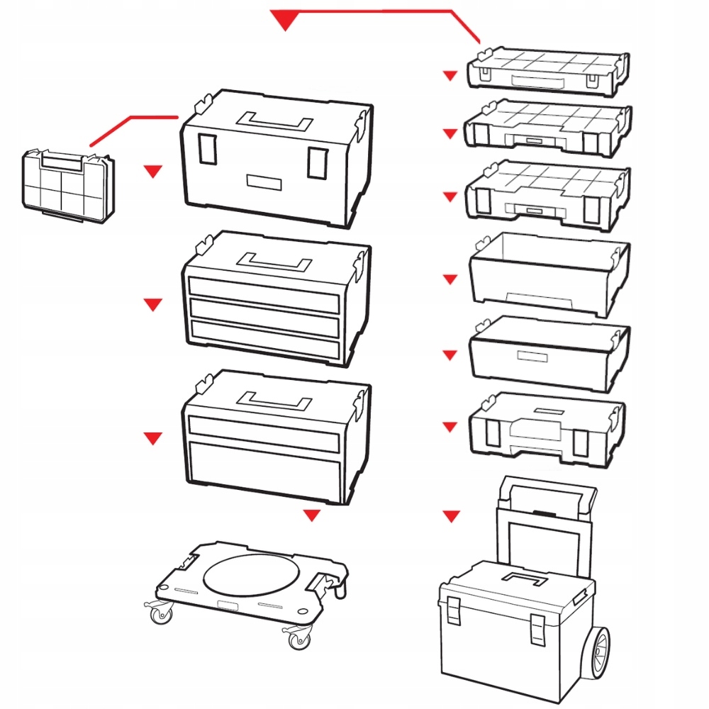 Skrzynka narzędziowa 45x31x24cm Qbrick System PRO Drawer 3 Toolbox Expert R Długość 45 cm