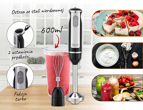 Blender ręczny CR 4621 - 2 w 1, 600W, stal nierdzewna, TURBO