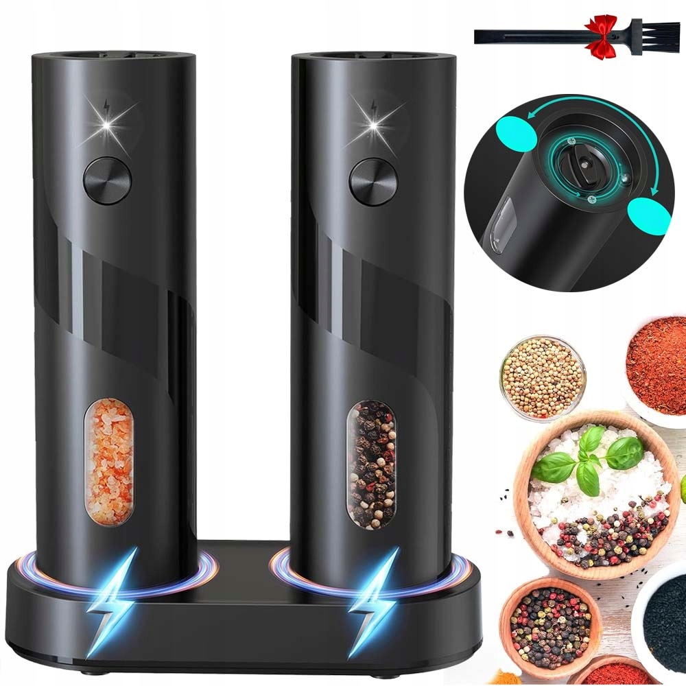 Sada 2 X Elektrický Mlýnek Na Sůl A Pepř, Bylinky, Koření S Regulací