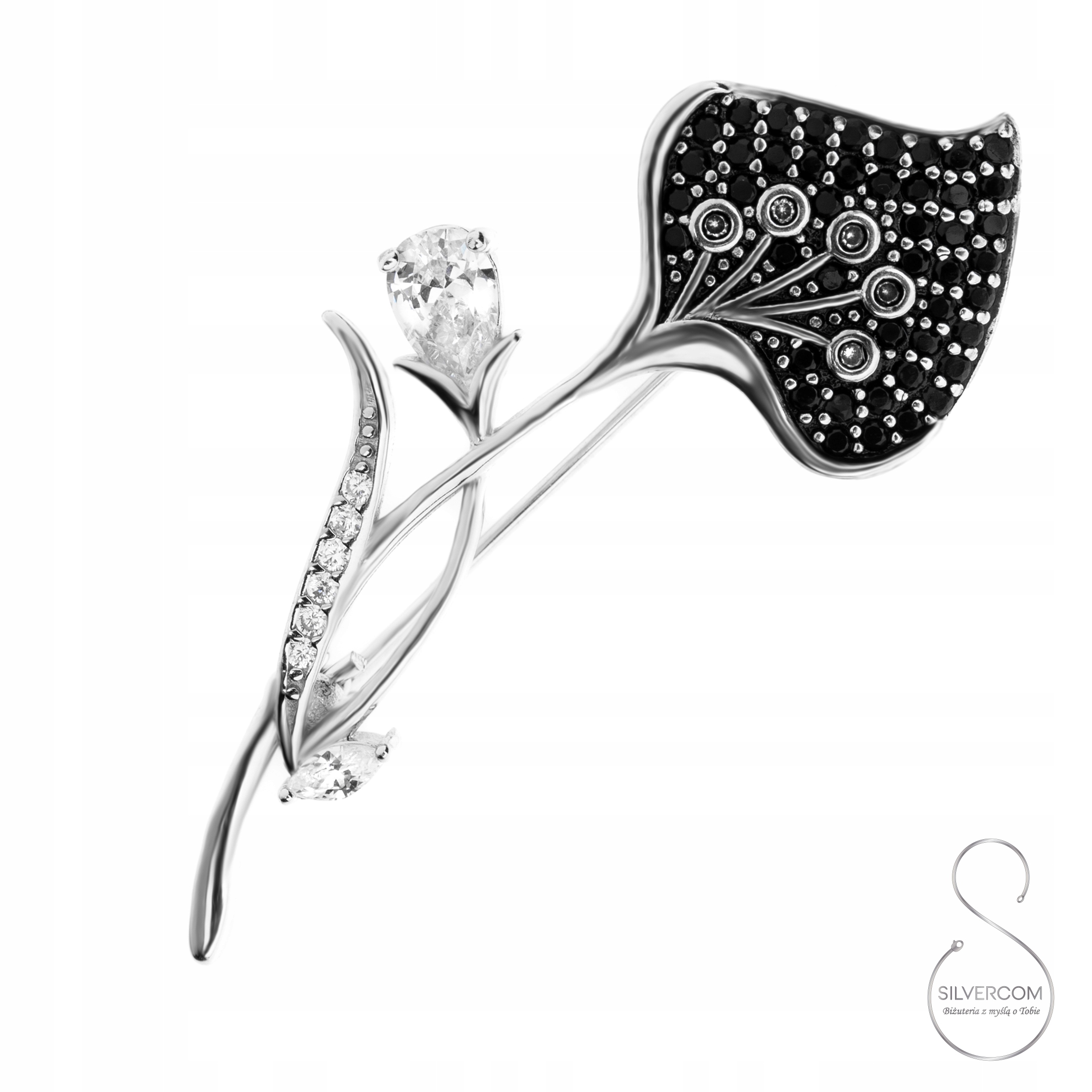 Brož Stříbrná Ag 925 Růže Květ Fantaskní Zpracování Zirkony Jako Dárek