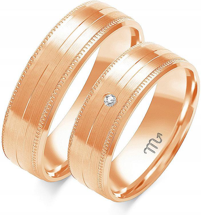 Prsten z růžového zlata pro pár 585, 26 27 28, módní svatební kolekce