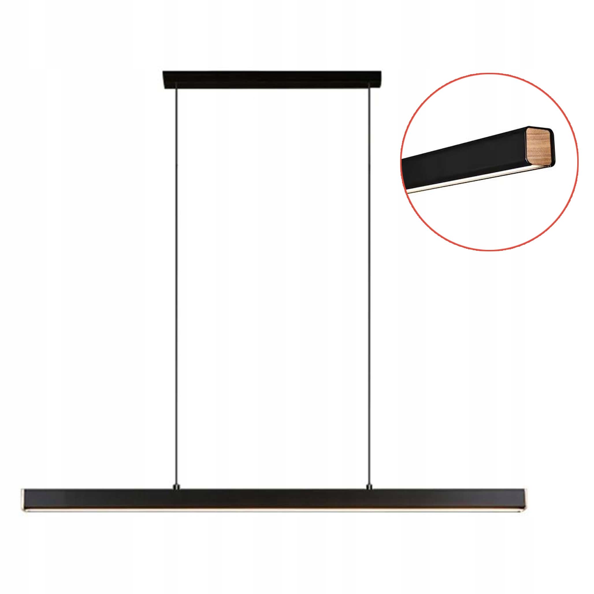 Lampa Sufitowa Wisząca Led 80 cm Długa Pozioma Lampa Wisząca Czarna