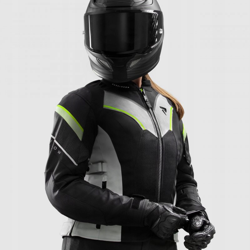 Dámska Textilná Motocyklová Bunda Hiflow 5 Black Grey Fluo Yellow 5XL