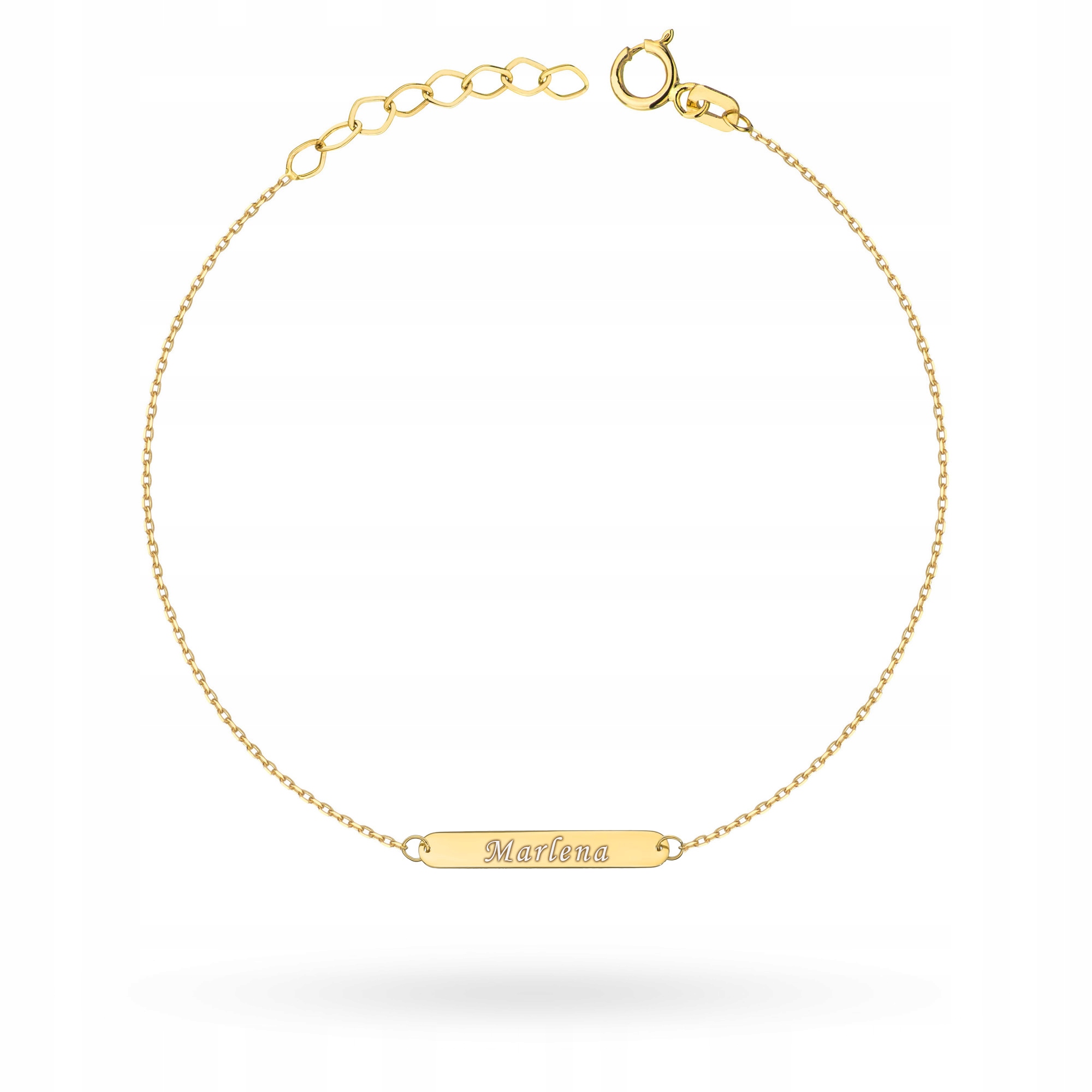 Złota Bransoletka Damska pr. 585 14k Celebrytka z Belką Grawer