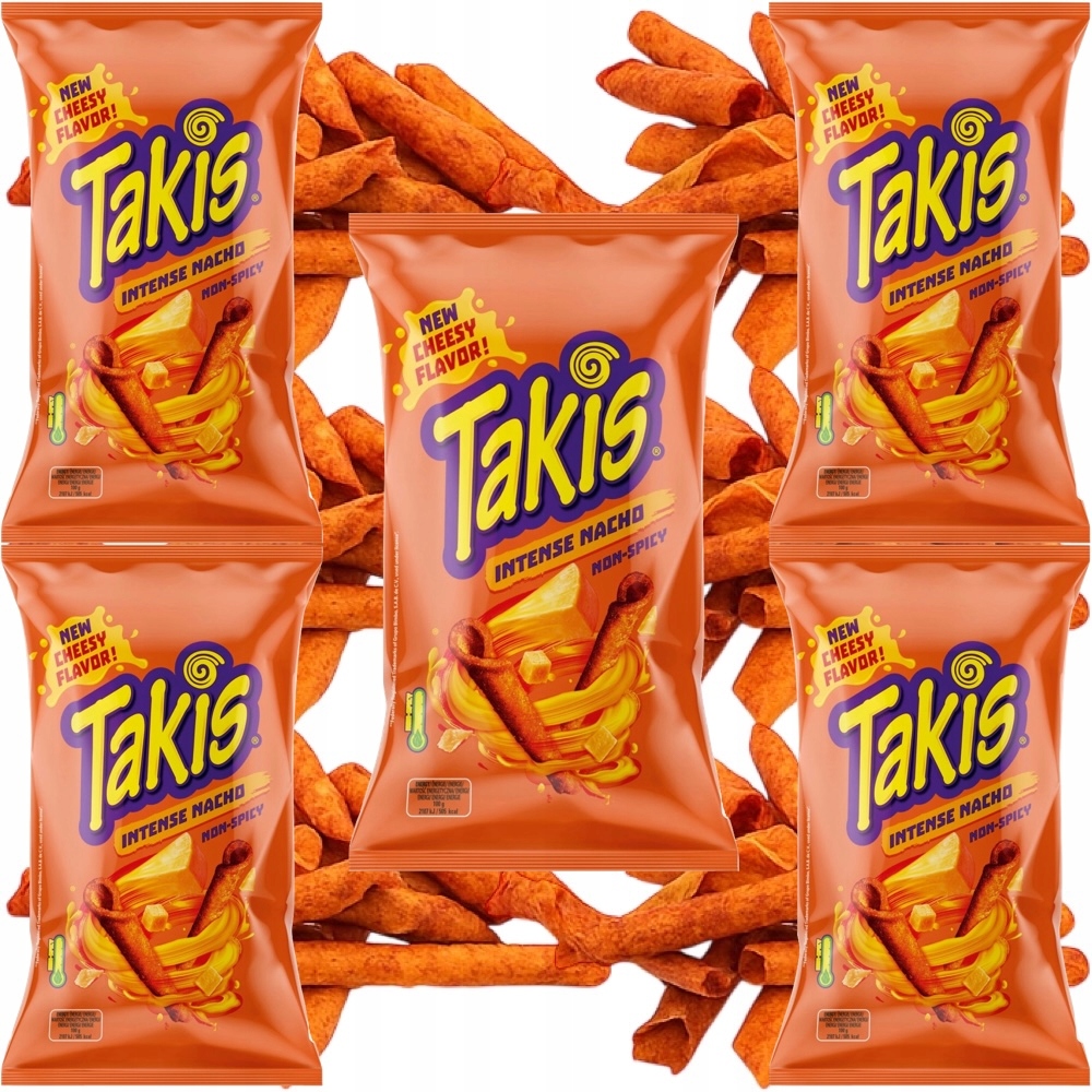 Levně 5 x Chipsy Kukuřičné křupky Tortilla Chips Sýr Intense Nacho 100 g Takis