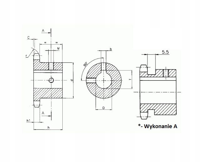 Koło łańcuchowe SM 06B-1(3/8) z14 d15 Model KL06B-1-Z14/D15