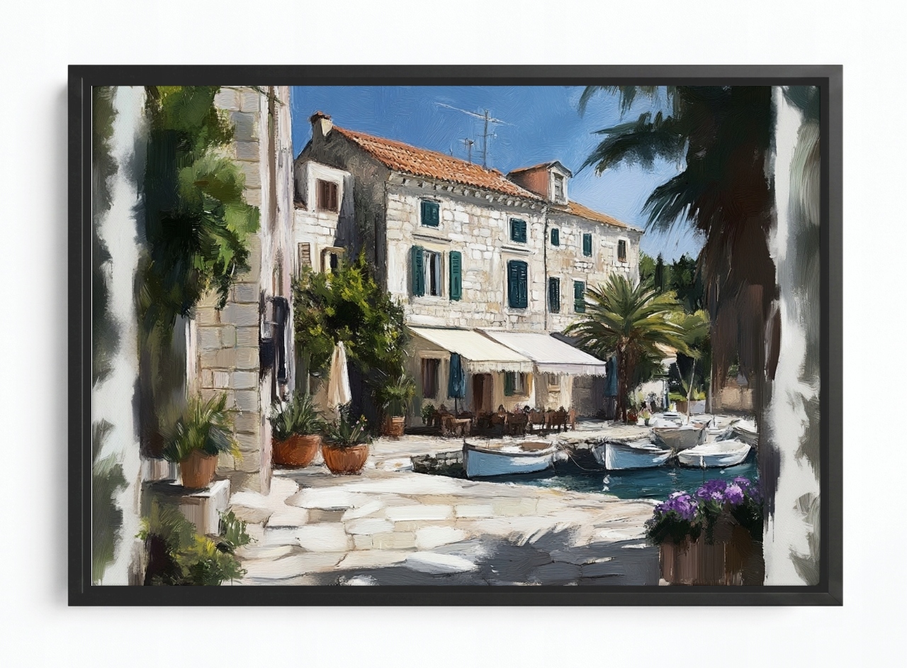 Obraz Rám Americký Box Krajina Chorvatsko Hvar Městečko Marina Léto 120x80