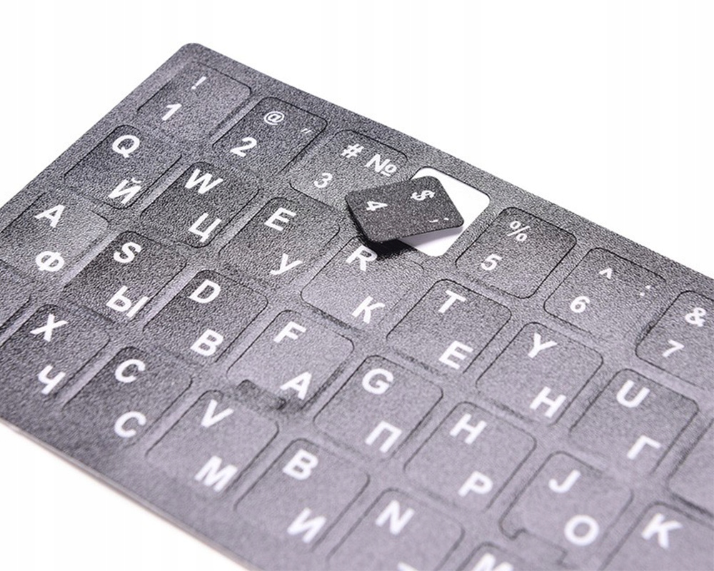 NAKLEJKI NAKŁADKI NALEPKI NA KLAWIATURĘ LAPTOPA PC QWERTY CYRYLICA 13x11 MM Producent Inna