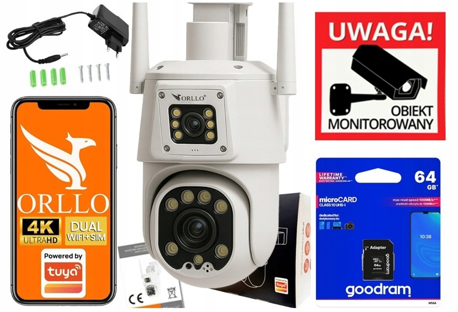Kamera Orllo TZ8 Dual 4K 8MP WiFi+LTE WiFi+LTE 2x objektiv otáčení+KARTA 64GB