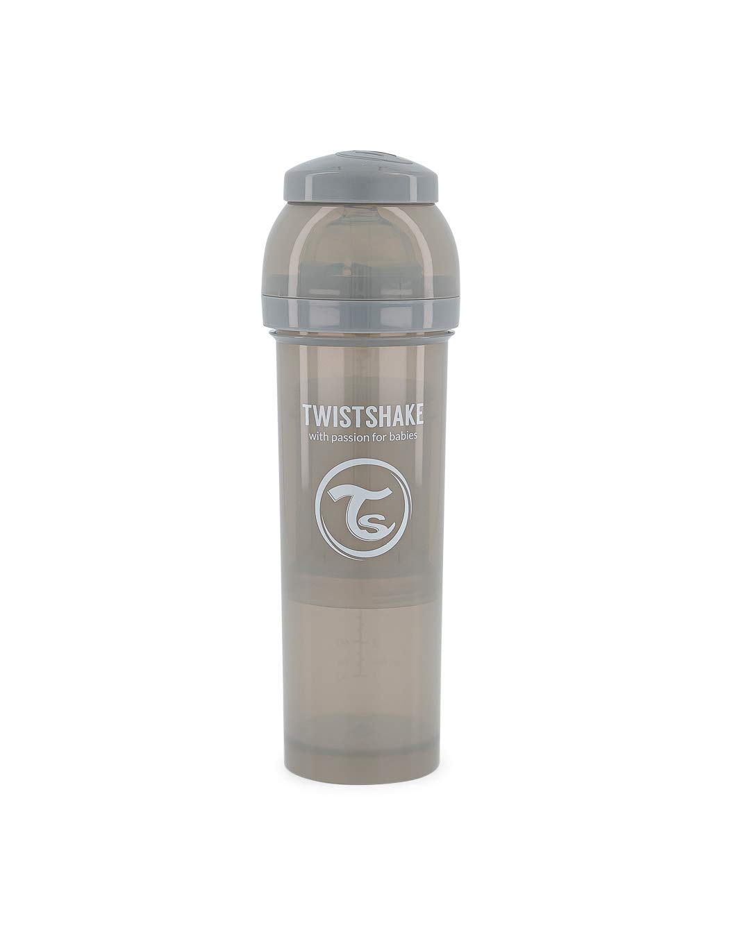 TWISTSHAKE Antykolkowa Butelka 330ml z Pojemnikiem i Mikserem Szary — miniatura 4