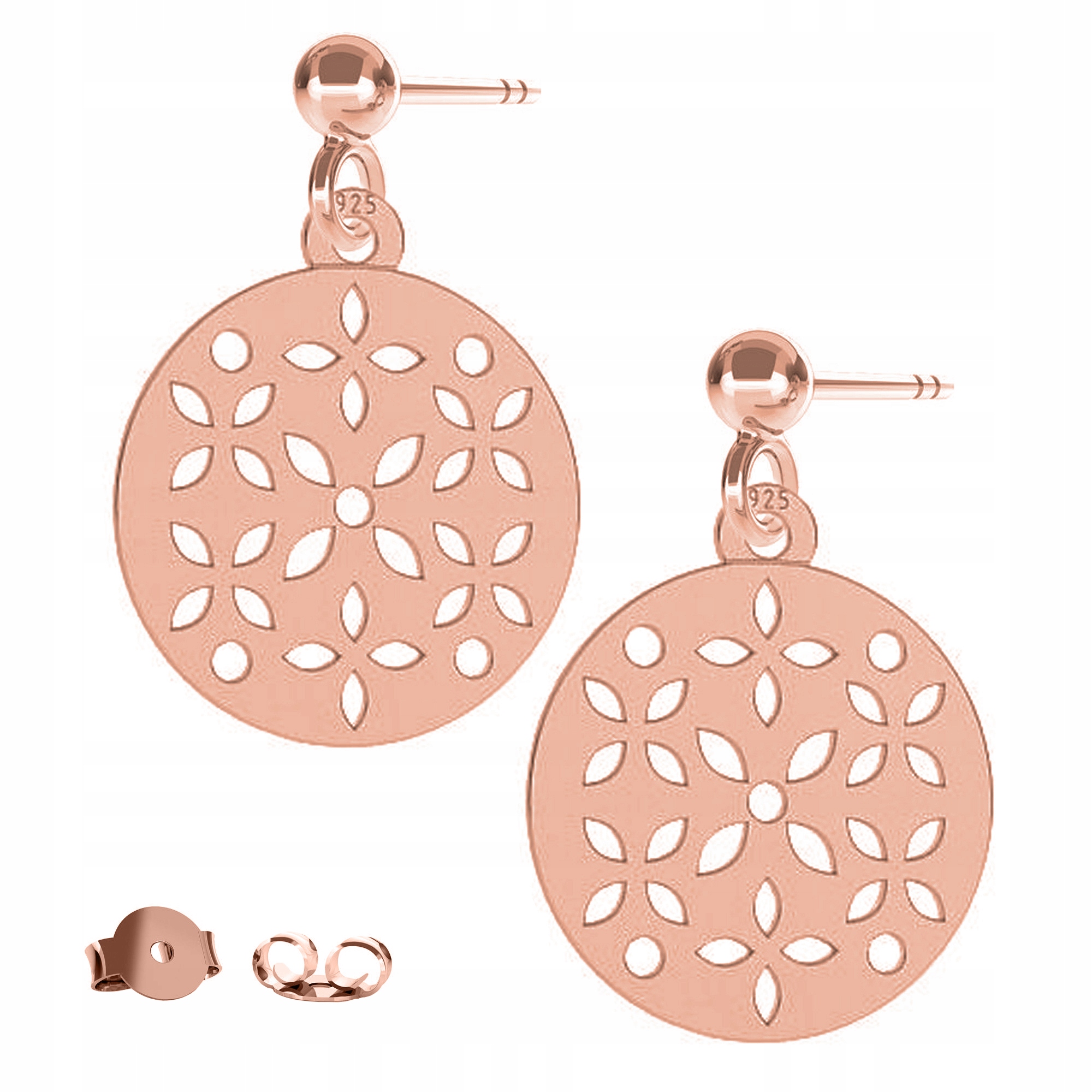 Náušnice Květiny Květy růžové zlato 925