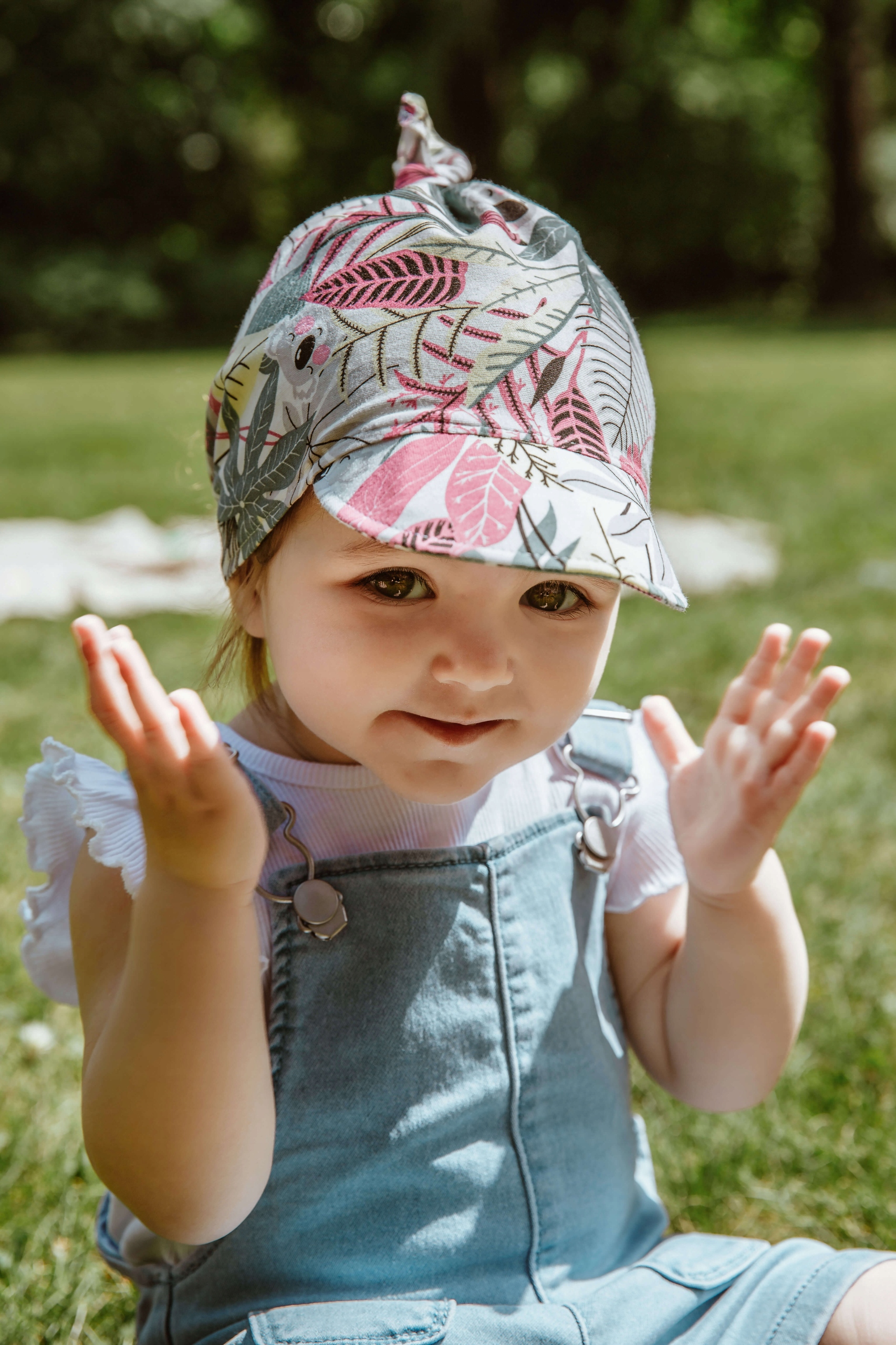 Chustka z daszkiem czapka na lato Koala Różowy Rozmiar 40-52 cm