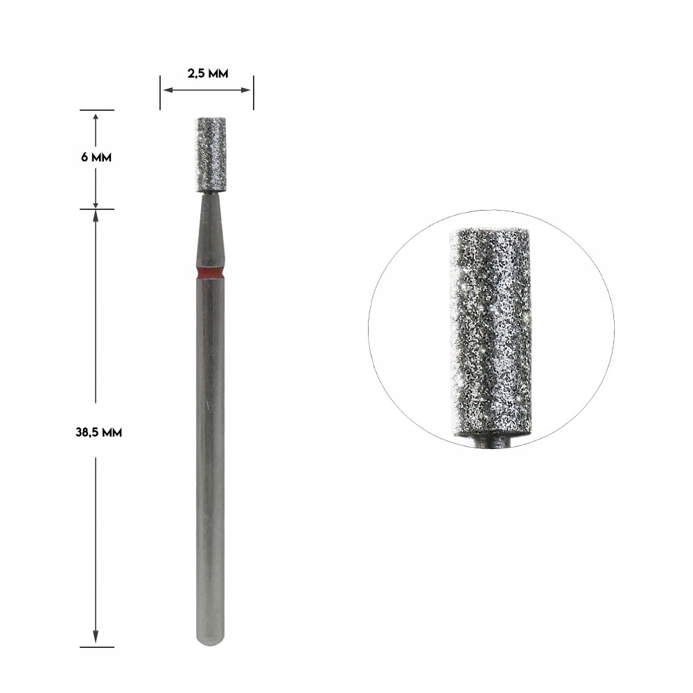 Staleks Frez Diamentowy Walec Czerwony 2,5/6mm