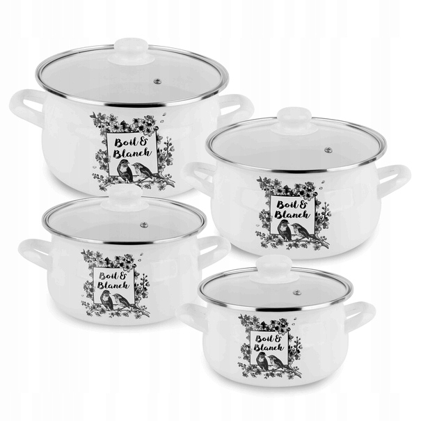 KOMPLET GARNKÓW EMALIOWANYCH BOIL BLANCH 8-EL.
