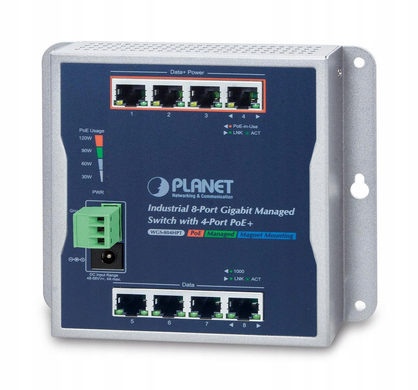 Planet IP30, IPv6/IPv4, 8-portový 1000TP, WGS-804HPT