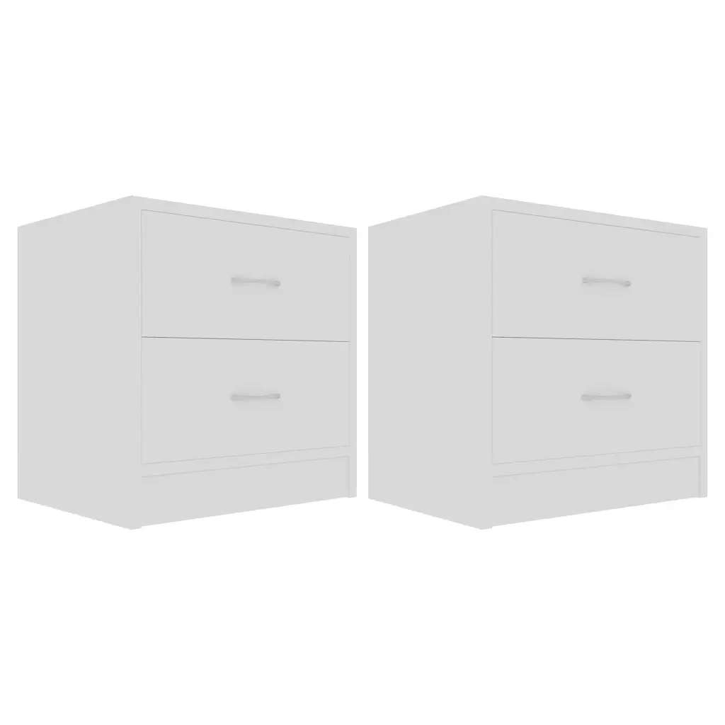 Noční stolek z dřevěného materiálu, bílý, 40x30x40 cm, 2 zásuvky