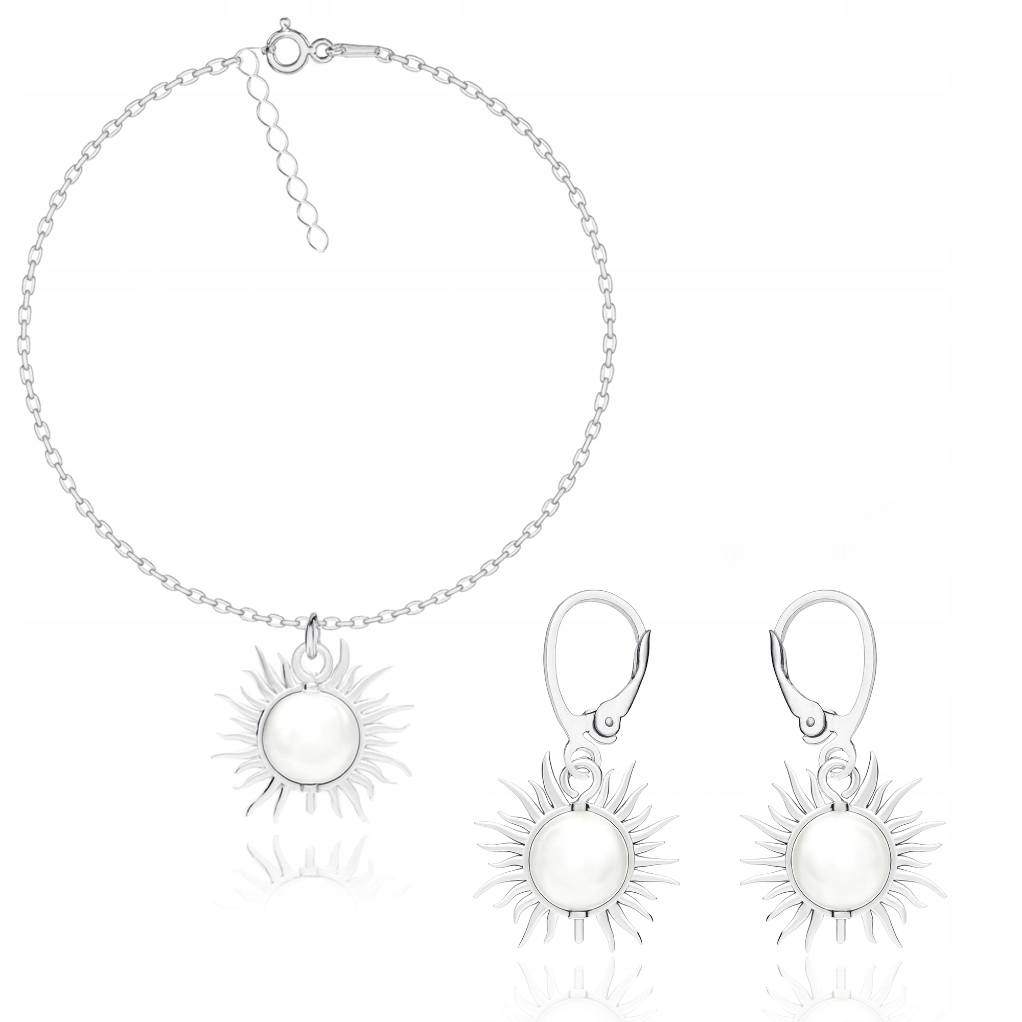 Sluneční Hvězda S Perlou Perly Sada šperků ankr stříbro 925