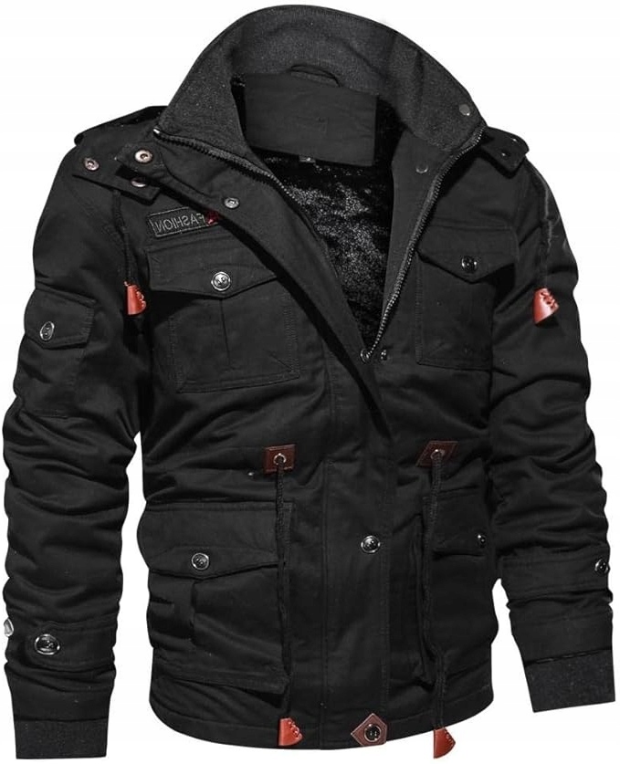 Pánská zateplená zimní bunda Outdoor Černá Kapuce 3XL XXXL Tacvasen