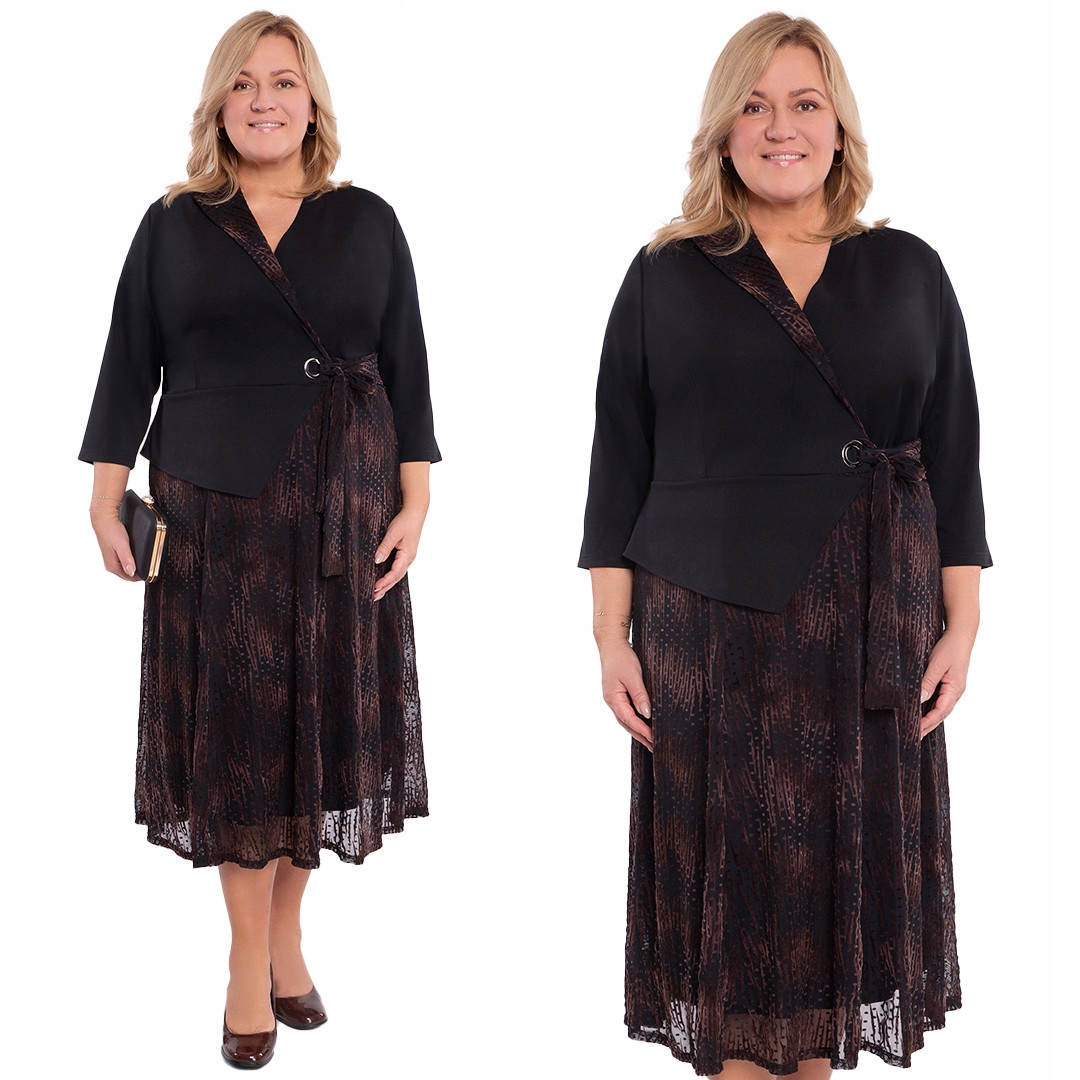 Černé šaty s velurovým zdobením, velikost 60