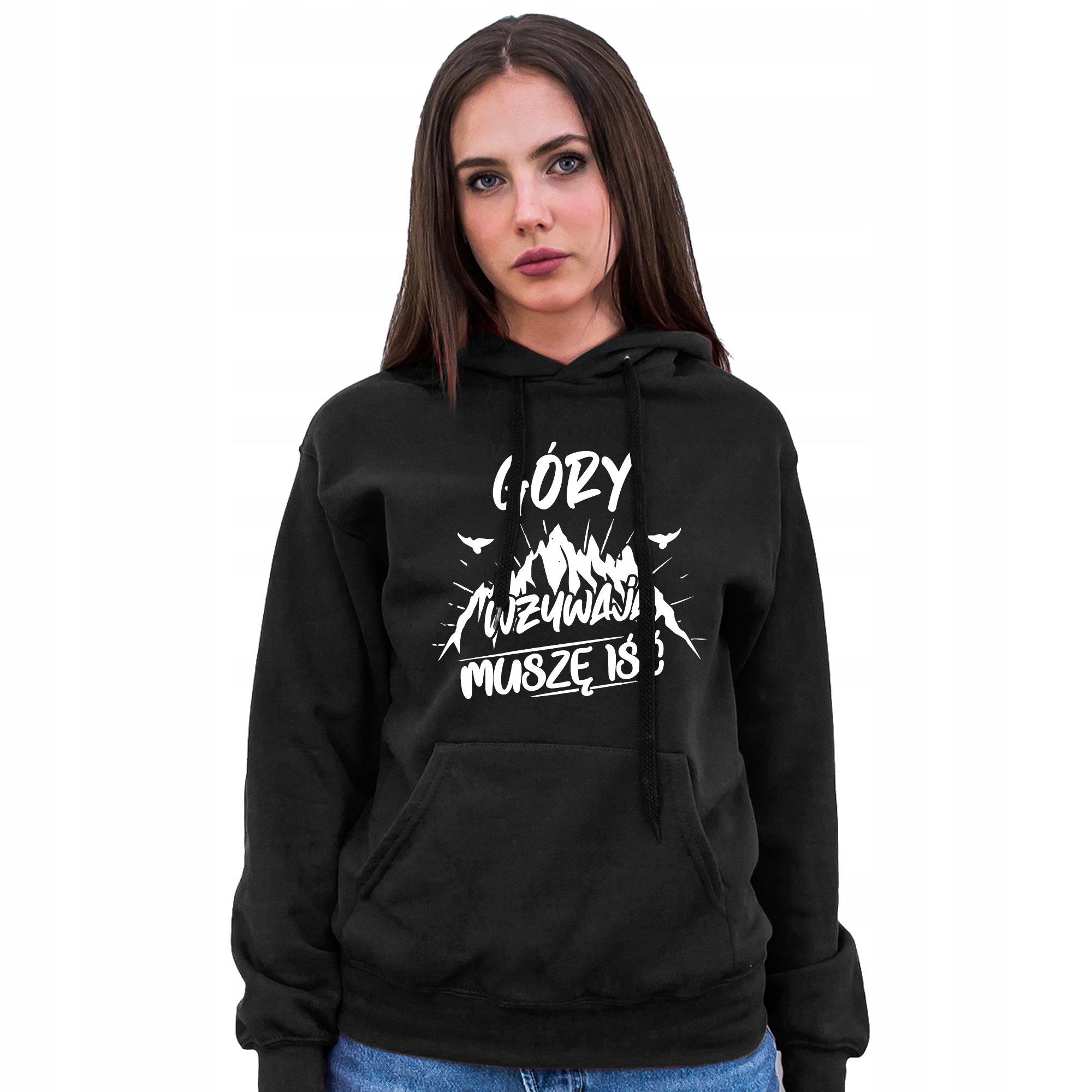 

Bluza Z Kapturem Damska Nadruk 2XL Góry czarna