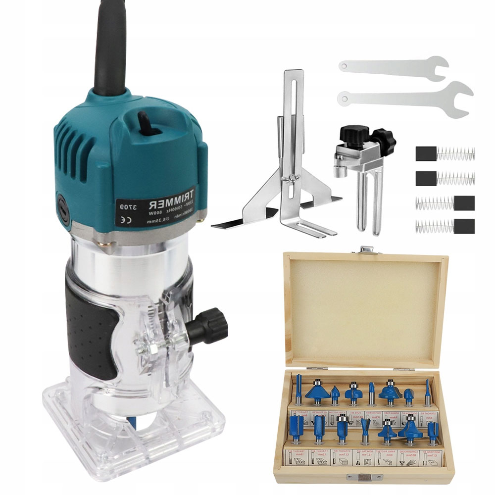 Bedee Frézka na dřevo s ořezávačem 15 vrtáků 800 W pro zkosení