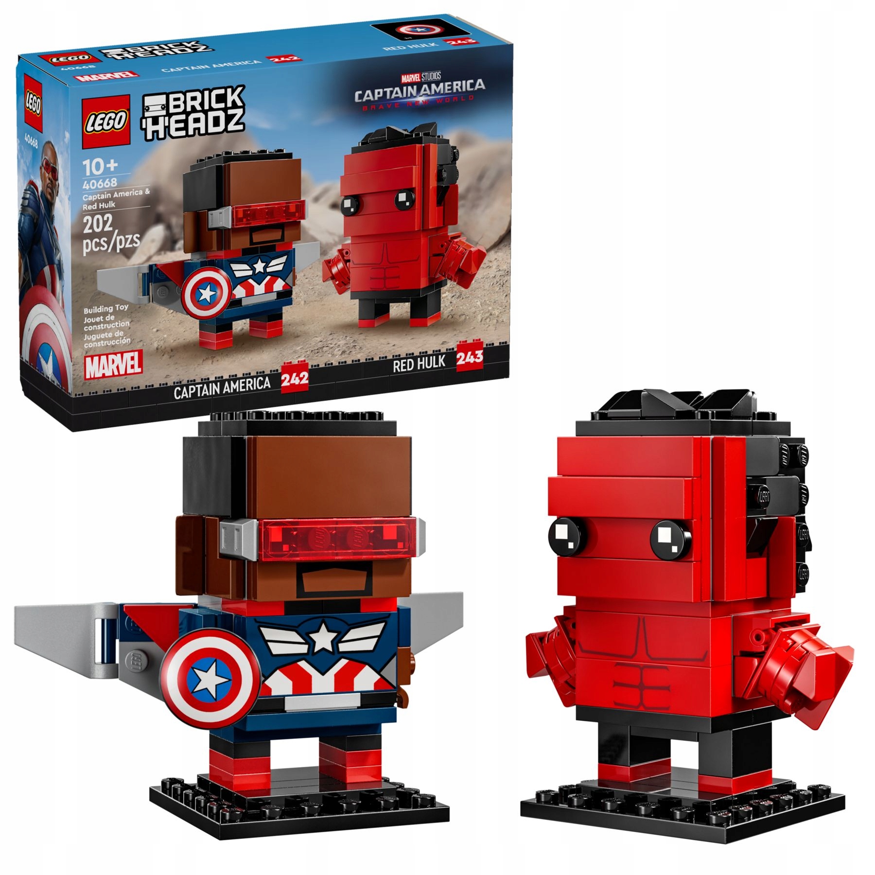 stavebnice Lego BrickHeadz 40668 Figurky Kapitána Ameriky a Červeného Hulka