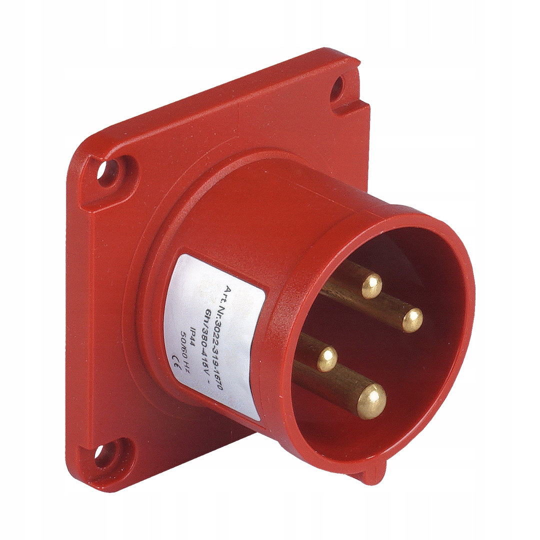 WTYCZKA SIŁOWA TABLICOWA CZERWONA 32A 400V 4P IP44 Kod producenta WT324 WTYK TABLICOWY STAŁY