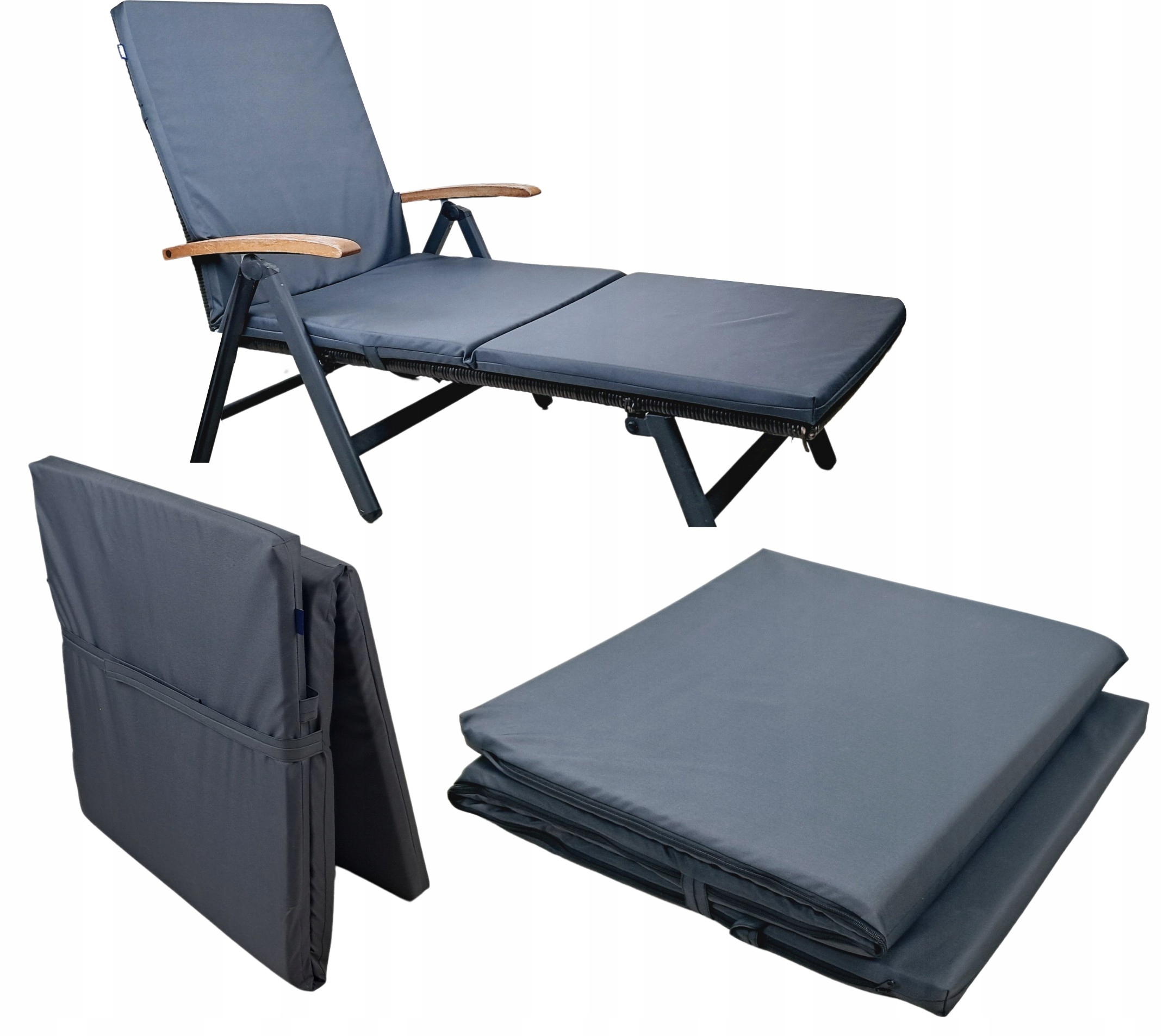 Poduszka Na Leżak Ogrodowy Poducha Wodoodprna Na Zamek Gruba 185x60x4 cm