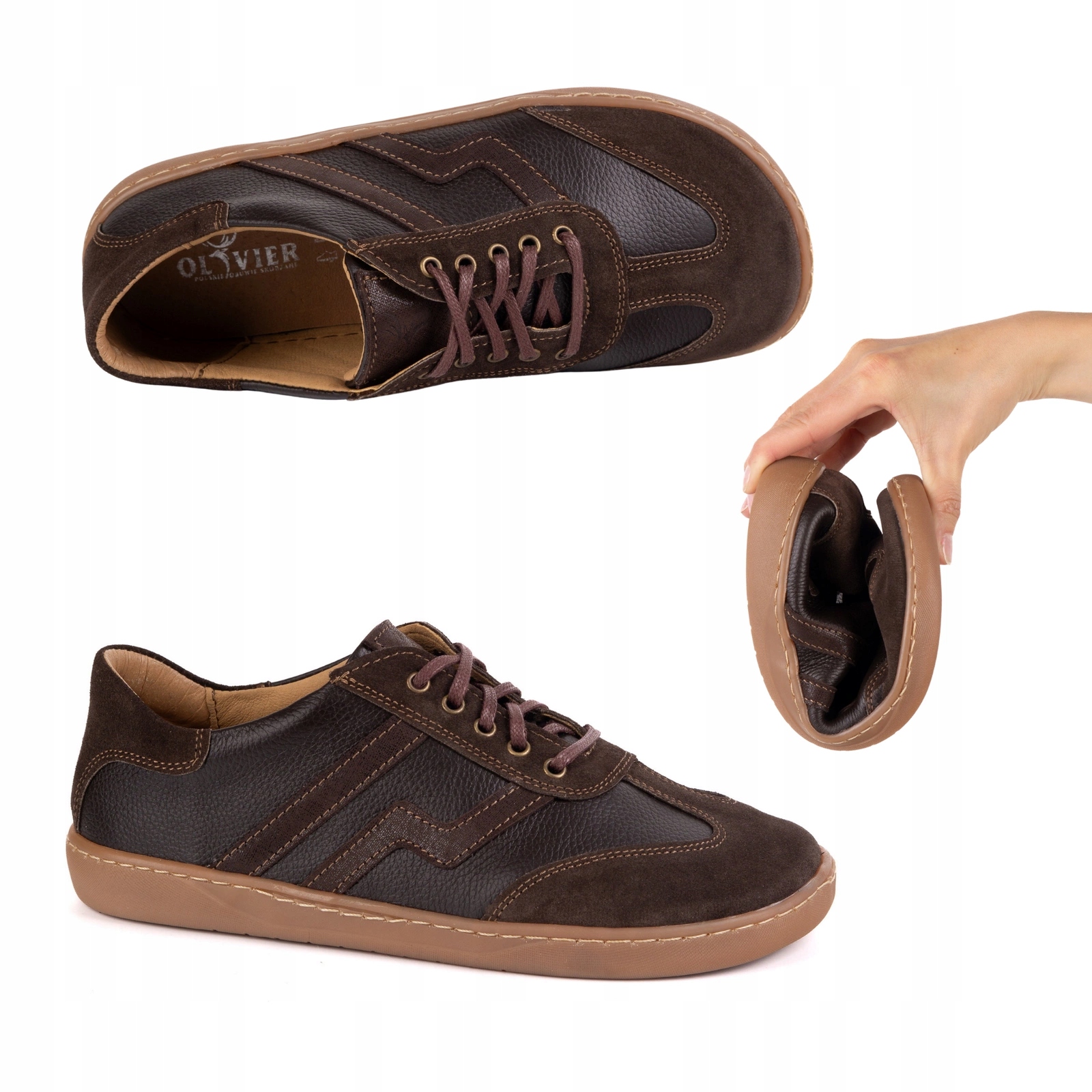 Dámské kožené barefoot boty Olivier Eliza tmavě hnědá 43