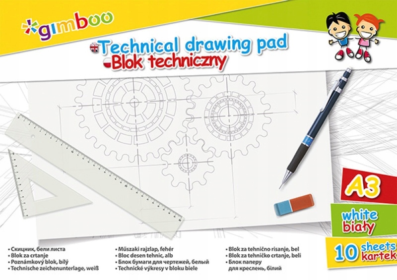 

Blok techniczny Gimboo A3 10 kart 150gsm biały