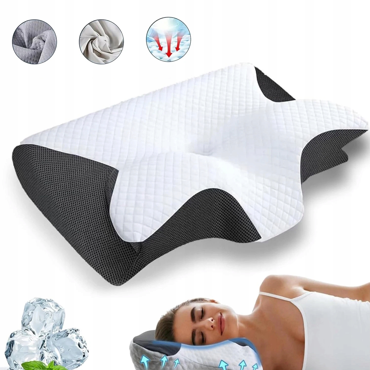 Poduszka pod kark ortopedyczna pianka memory do spania ergonomiczna