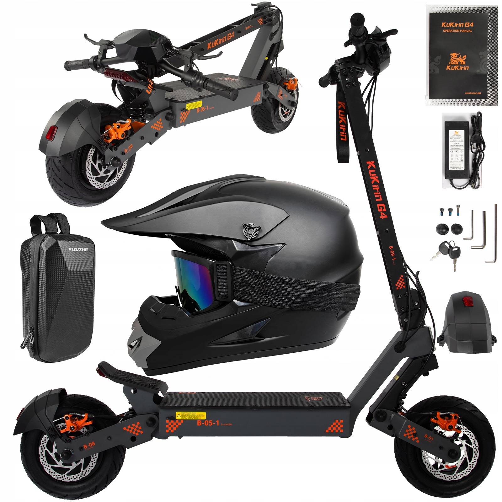 11" Elektrická koloběžka Kukirin G4, 2400W, 70 km/h, 60V 20Ah, dojezd 75 km, terénní dárky