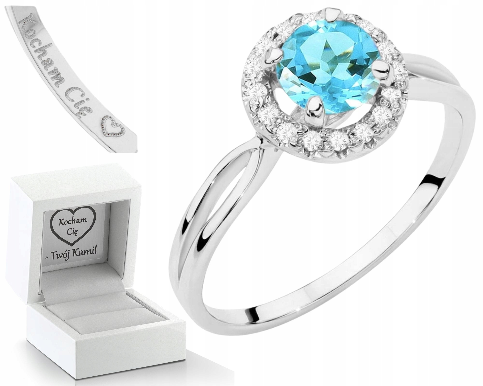 Prstýnek Z Bílého Zlata S Topazem Pro Ni