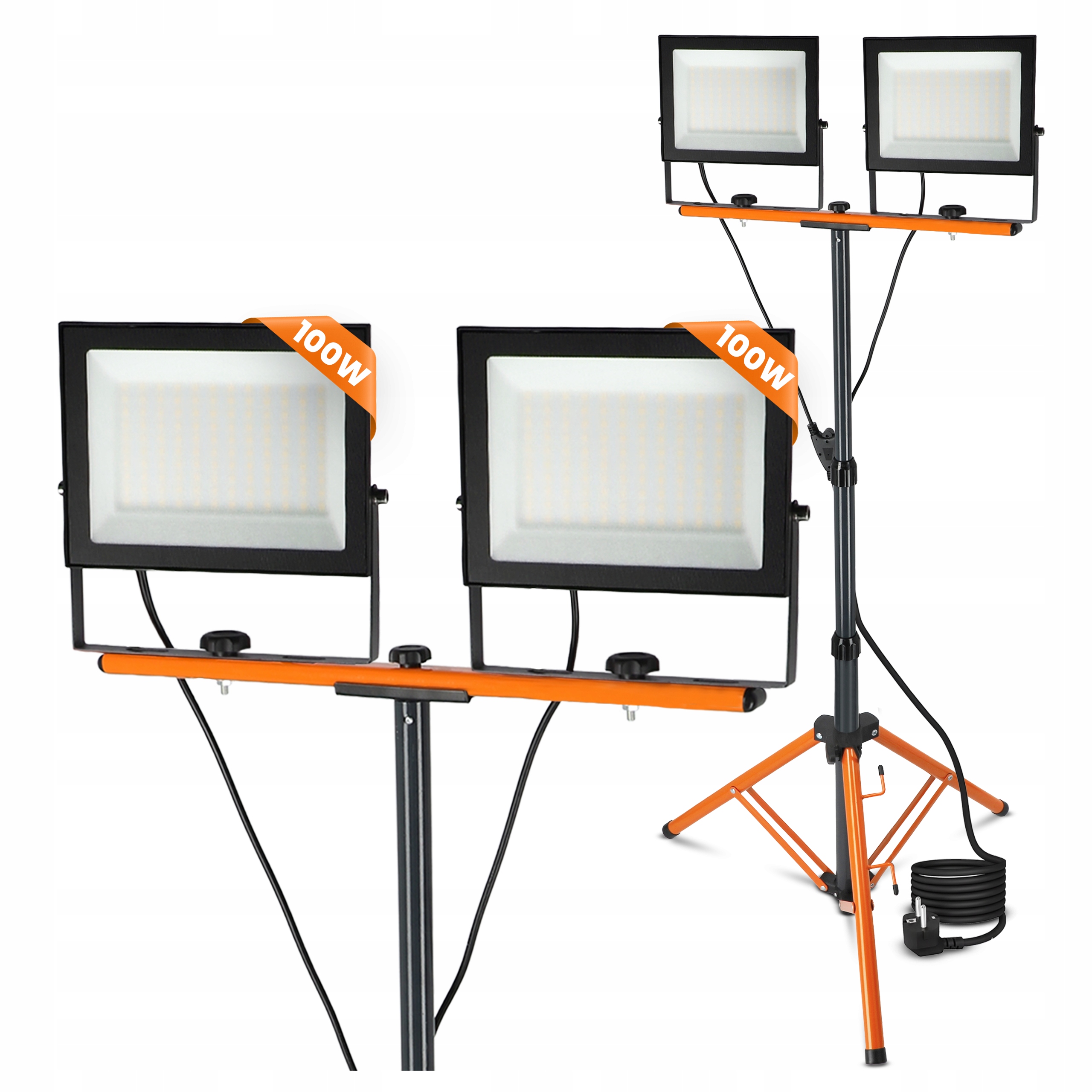 Sada Halogenová Led stavební lampa 2x 100W Pracovní lampa na stativu