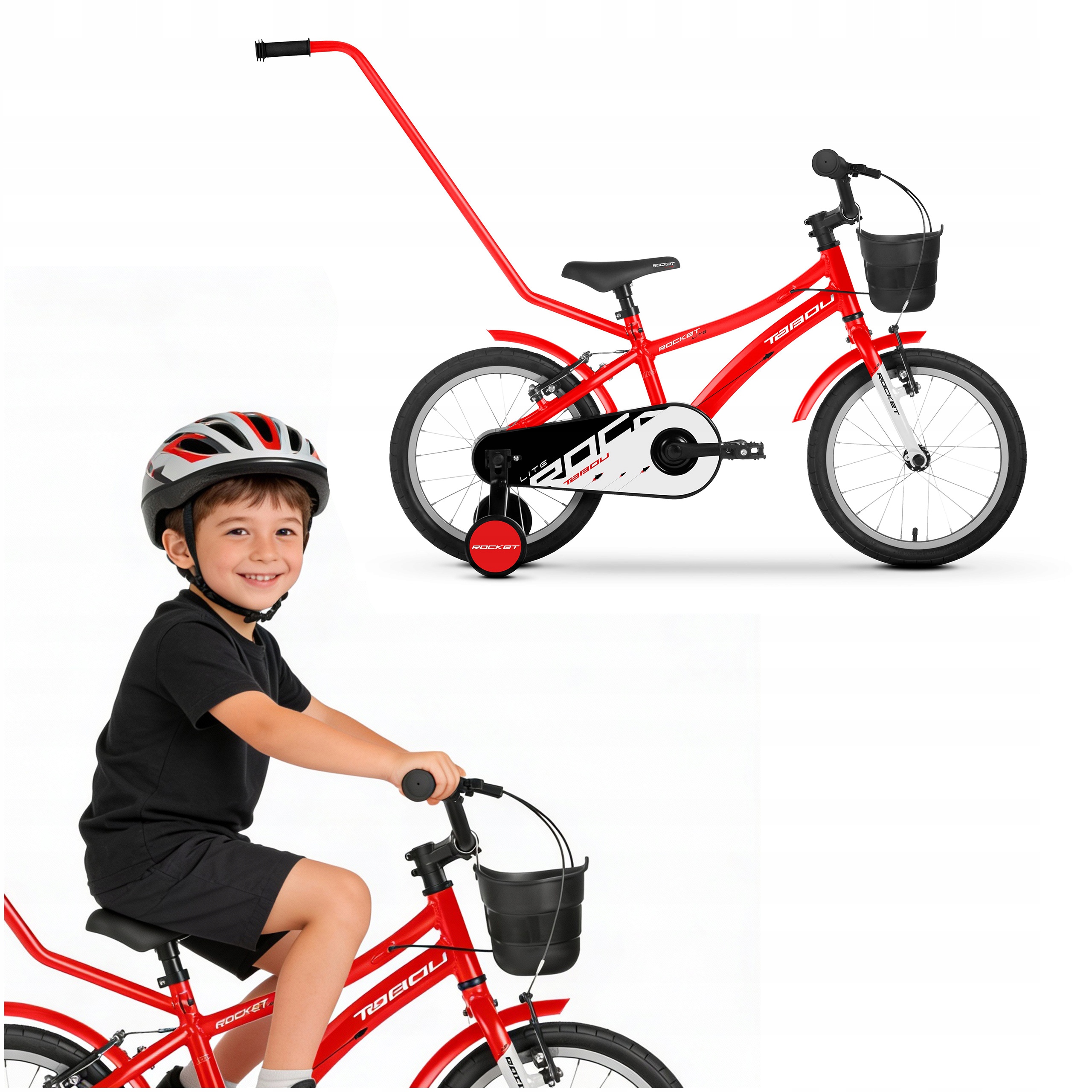 Rower Dziecięcy Rowerek 18 Cali Dla Chłopca Prowadnik Koła Boczne Tabou