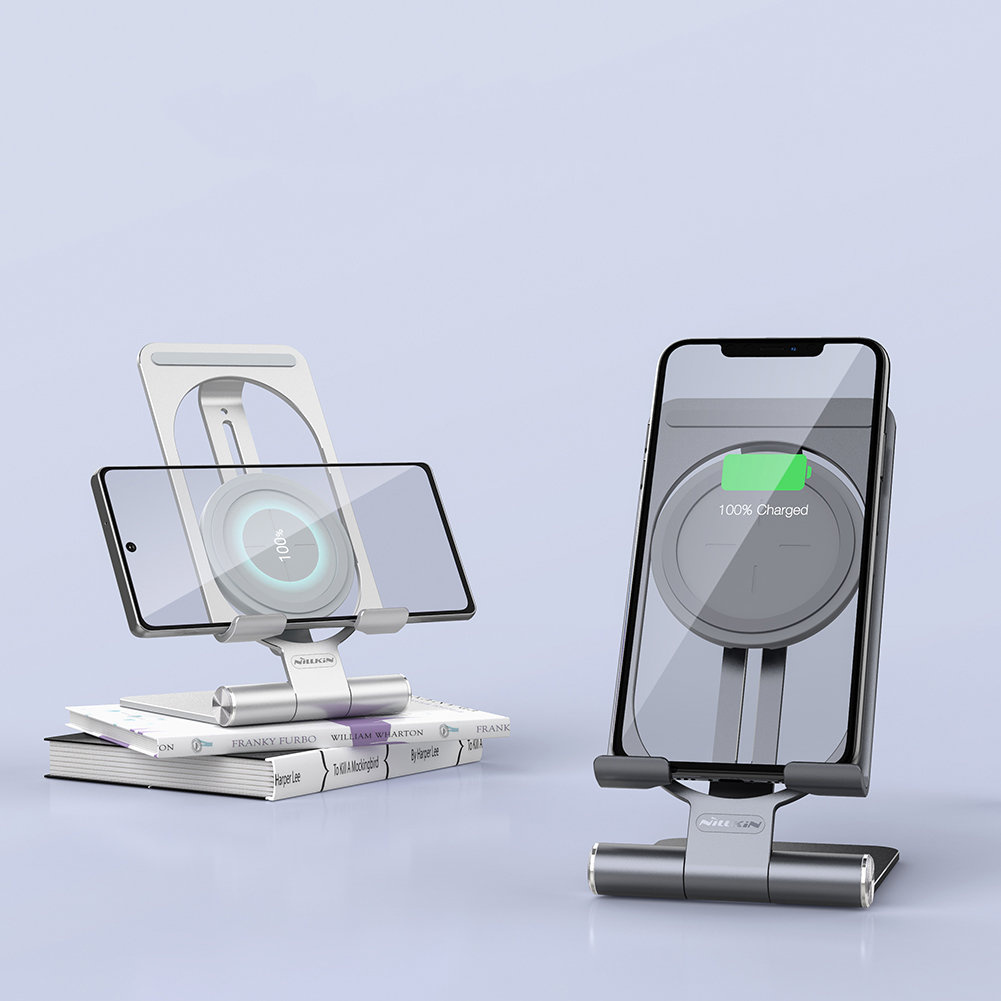 ŁADOWARKA BEZPRZEWODOWA NILLKIN MINI WIRELESS CHARGING STAND 15W SZARY Zgodność ze standardem Quick Charge 1.0 Quick Charge 2.0 Quick Charge 3.0