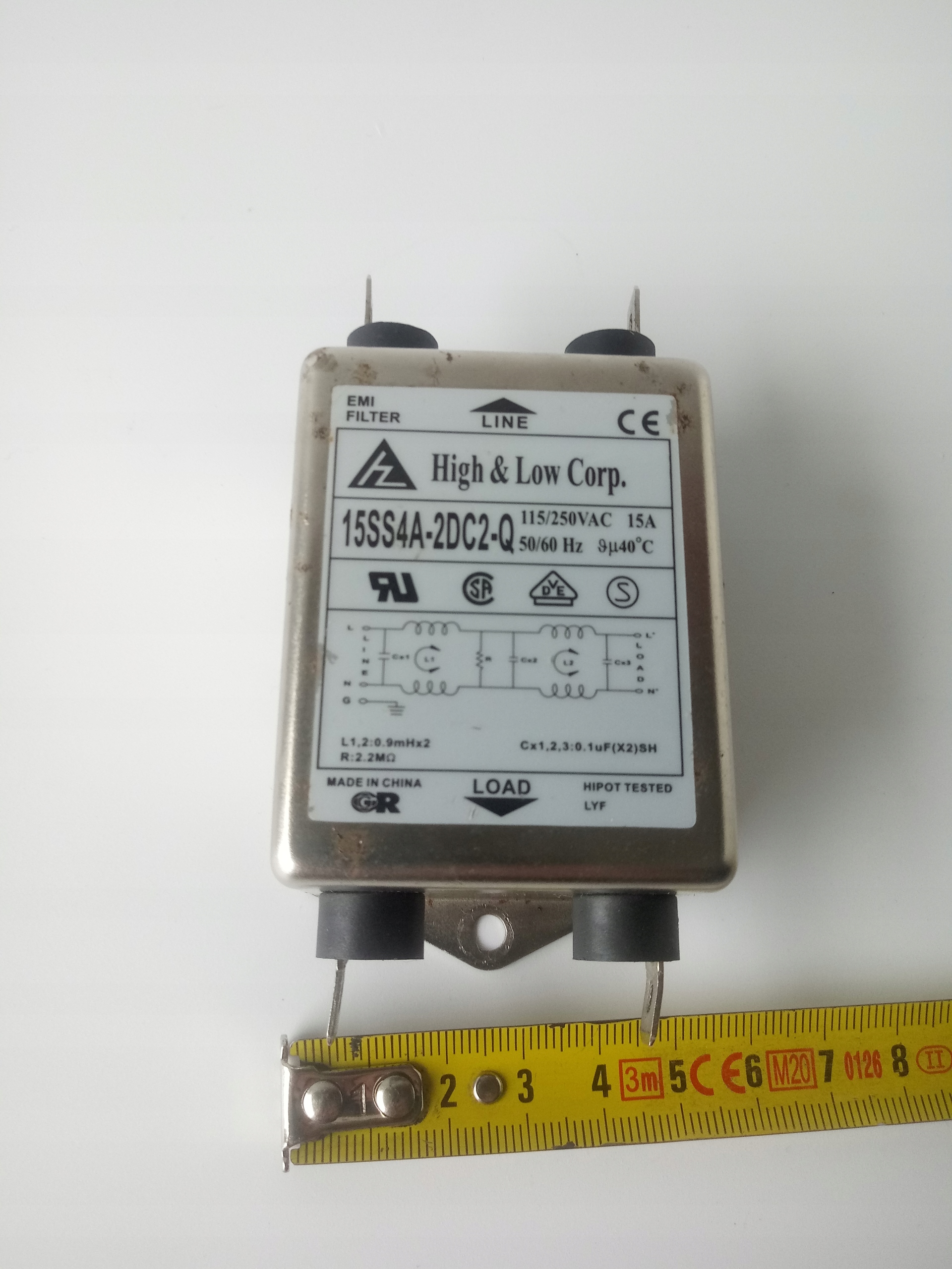 Filtr sieciowy 15SS4A-2DC2-Q High&Low 15A 230V