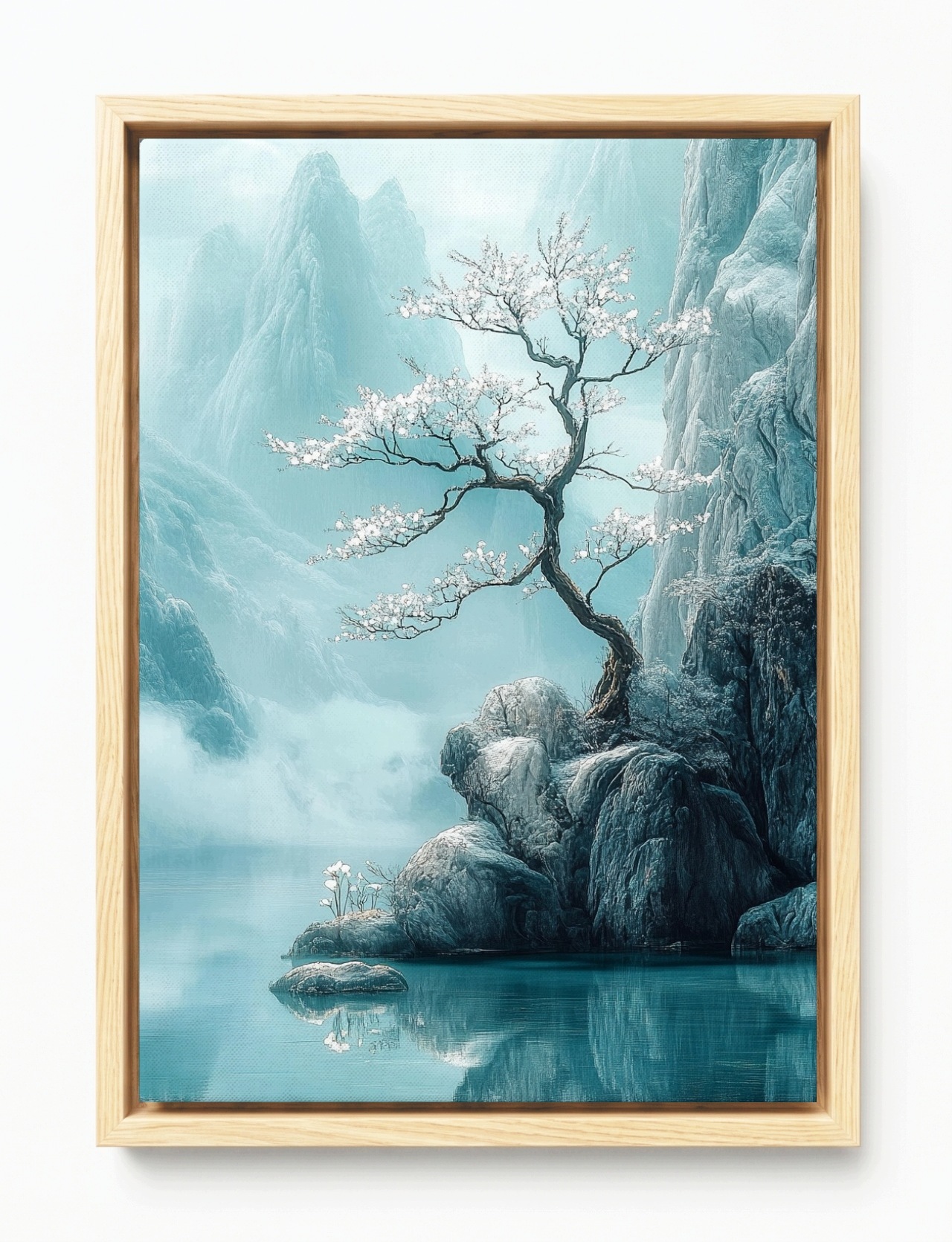 Obraz Rám Americká Krabička Orientální Višeň Hory Turkus Japonsko Zen 40x60
