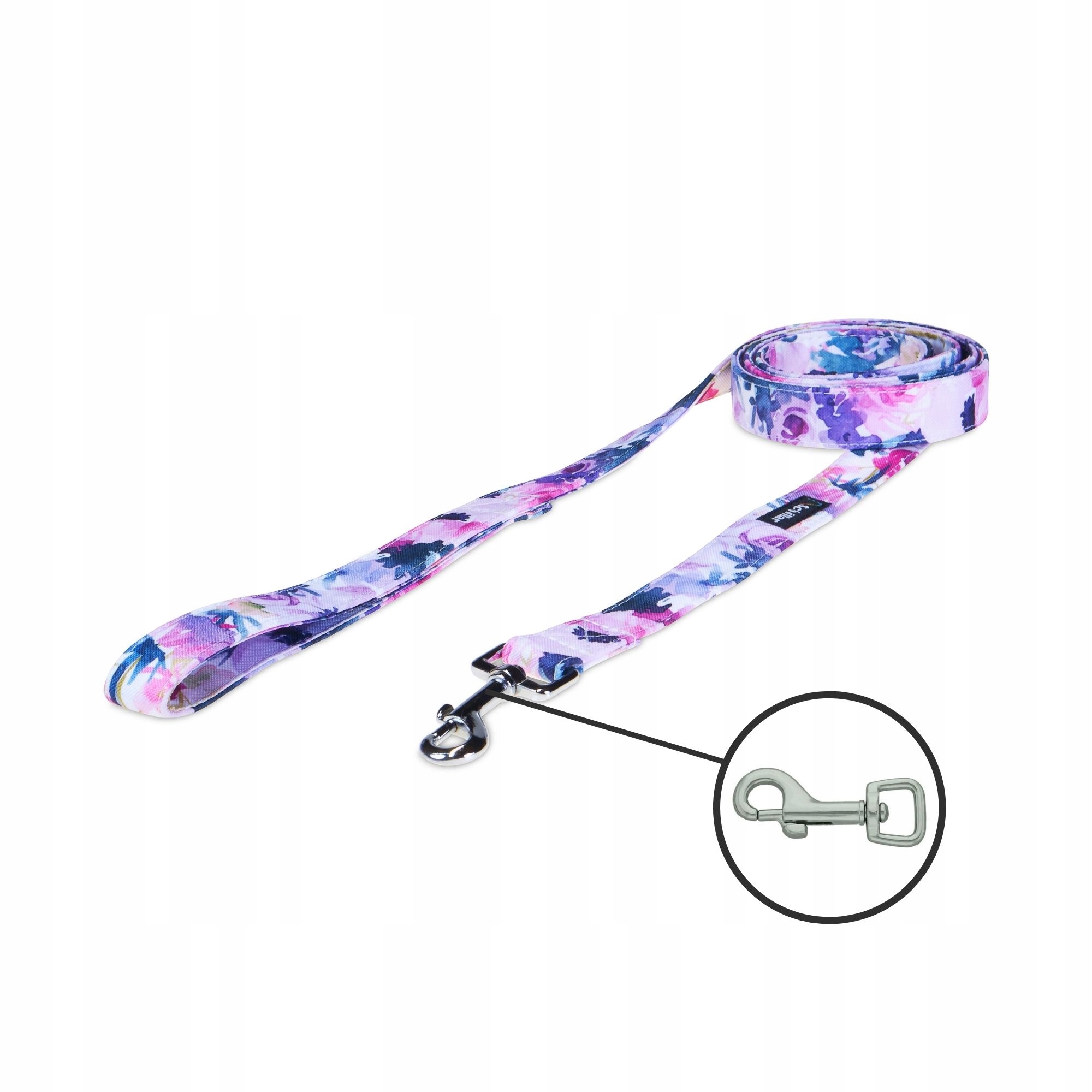 Levně Vodítko městské pro malého psa fialové květy 200cm 15mm Xxs Xs