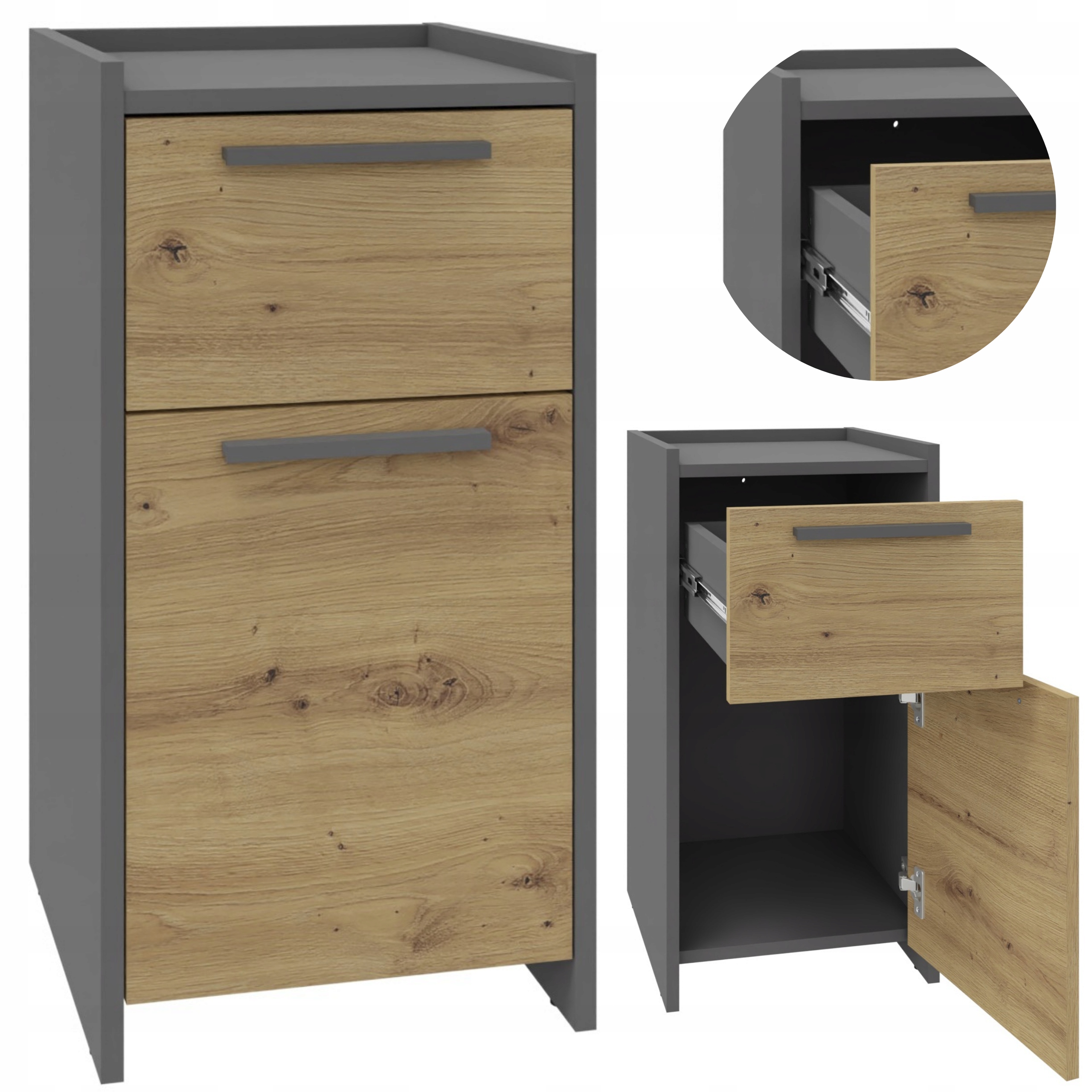 Komoda Altivo 1D1SW artisan-antracit malá skrinka regál na oblečenie a hračky