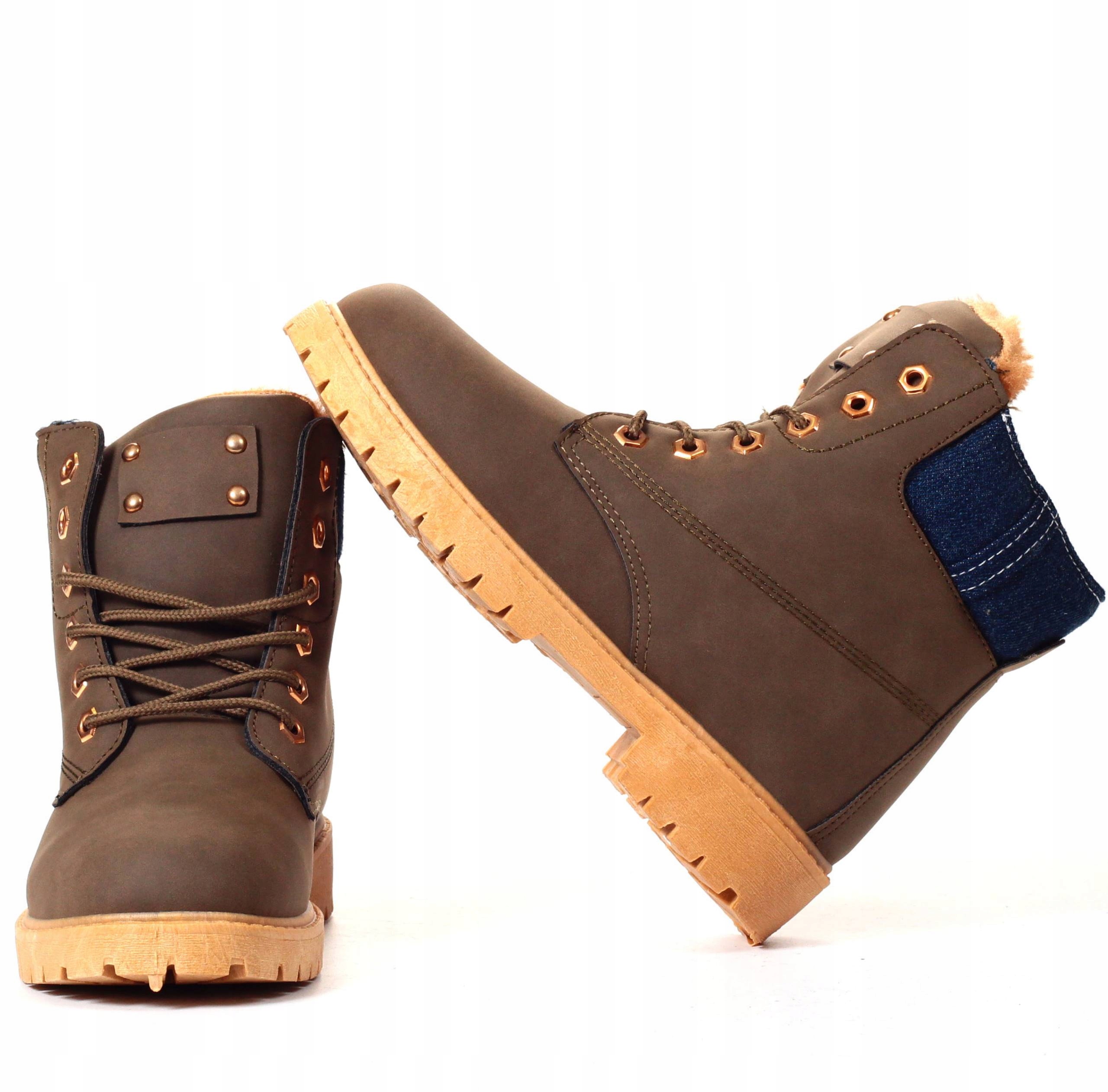 TRAPERKI DAMSKIE OCIEPLANE ZIMOWE BOTKI TIMBERKI Długość wkładki 23.5 cm