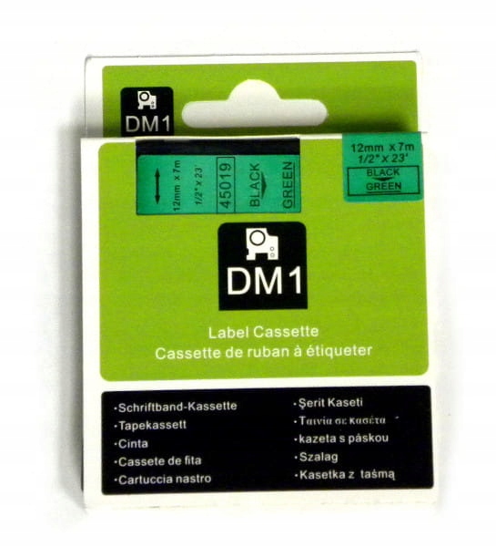 

Taśma zamiennik Dymo 45019 S0720590 12mm czarny/zi