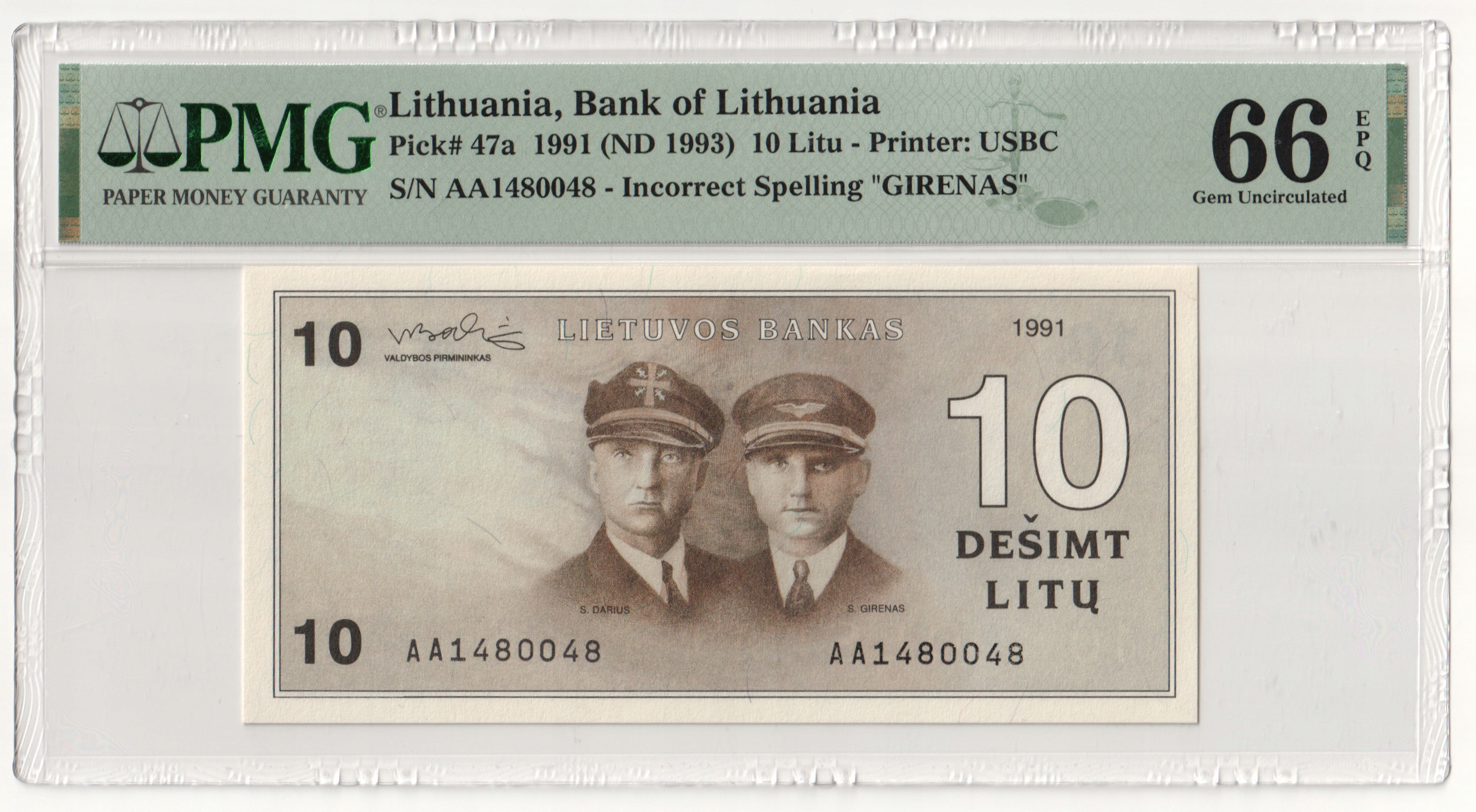 17.db.Litwa, 10 Litów 1991, P.47.b, PMG 66