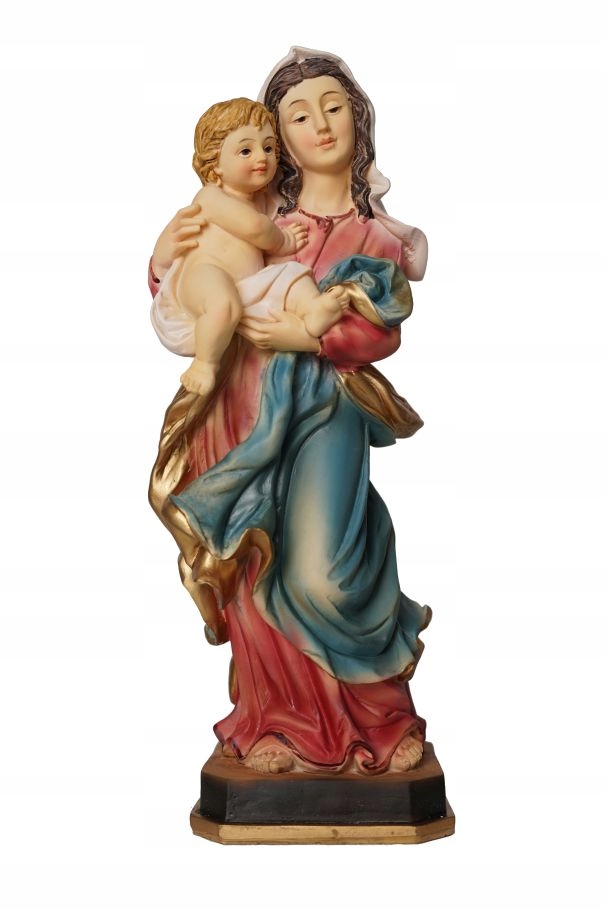 Figurka Panna Maria Matka Boží s Ježíškem Barevná 26 cm Ručně Malovaná
