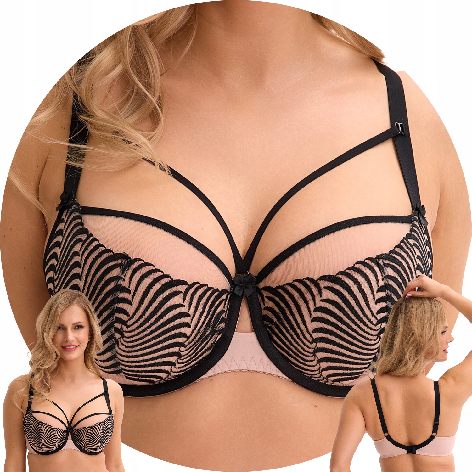 Gaia 1327 Ivana Polovyztužená podprsenka Semi Soft černo-růžová 85F