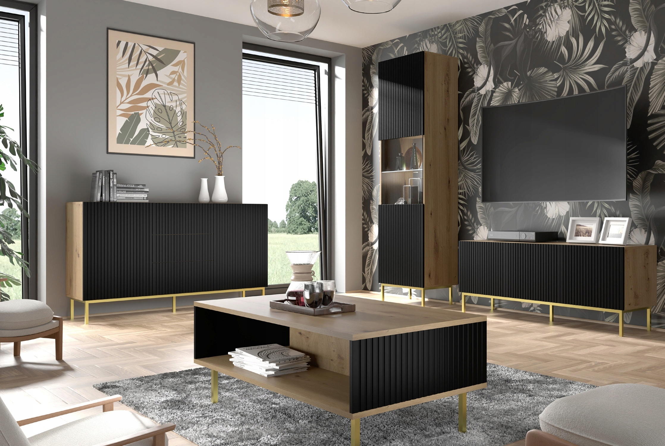 Szafka RTV Ravenna C 150 2D1S biały połysk UFPCZ Kolor frontów biały